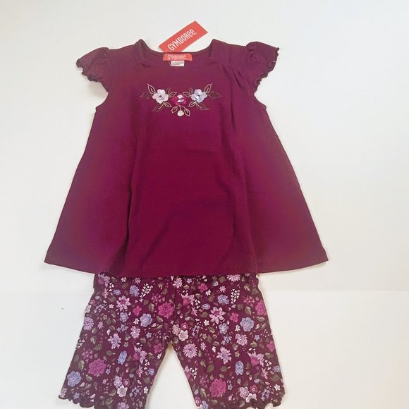 NWT Gymboree Girl Floral Print Bike Short & Short Sleeve Flower A-Line Top 3 - Picture 1 of 6